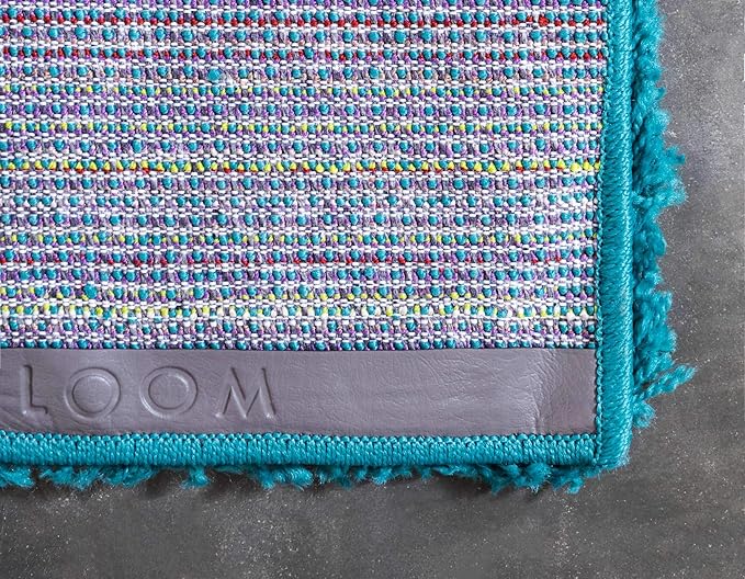 Unique Loom Solid Shag Collection Area Rug (5' 1" x 8' Rectangle Deep Aqua Blue)