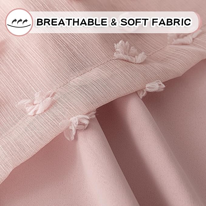 MYSKY HOME Pink Curtains for Girls Bedroom 84 Inches Long Blackout Nursery Curtains Double Layer Pink Pom Pom Sheer Overlay for Kids Toddler Grommet Privacy Room Darkening Window Drapes 52" x 84"