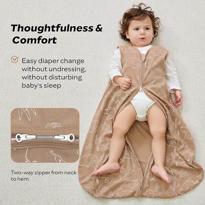 JELLYMONI Baby Sleep Sack 6-12 Months 0.5 Tog Wearable Blanket for Baby, 100% Cotton 3 Pack Infant Toddler Sleeping Sack Lightweight Soft 2-Way Zipper Sleepsack