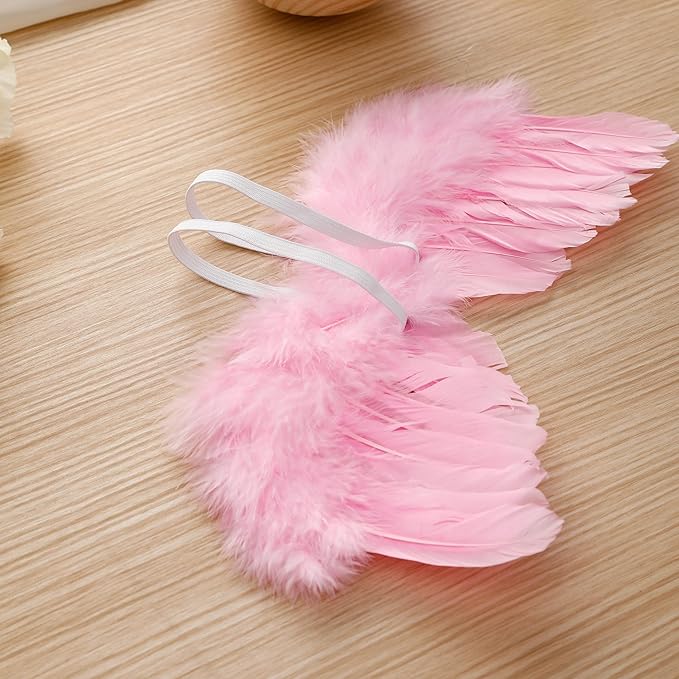 Newborn Baby Angel Wings with Feathers (Pink)