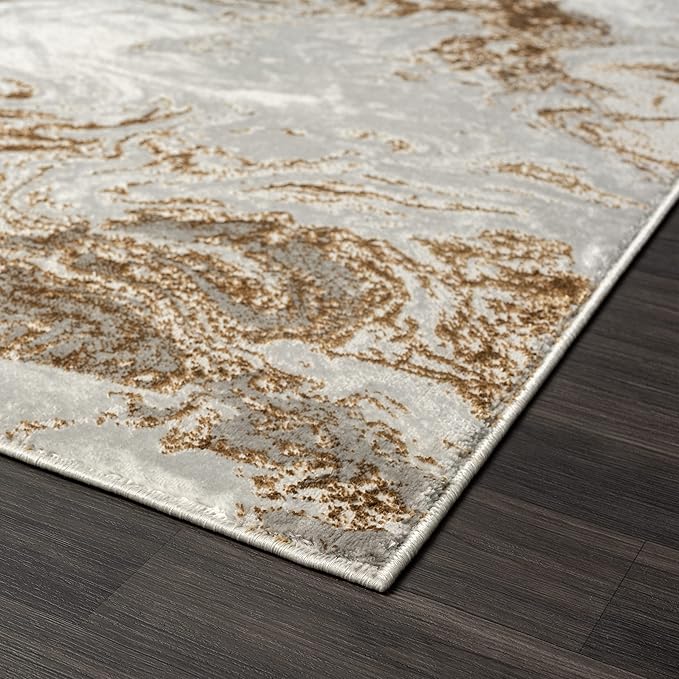 LUXE WEAVERS Marble Swirl Abstract Area Rug, Gray 2x7