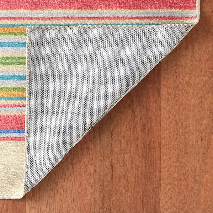 Dash & Albert Cady Stripe Multi Machine Washable Rug, Runner-2.5 X 8 Feet, Multicolored Stripe Pattern - Premium Luxury Hotel Quality Soft Breathable Hypoallergenic Machine Washable Easy Care All