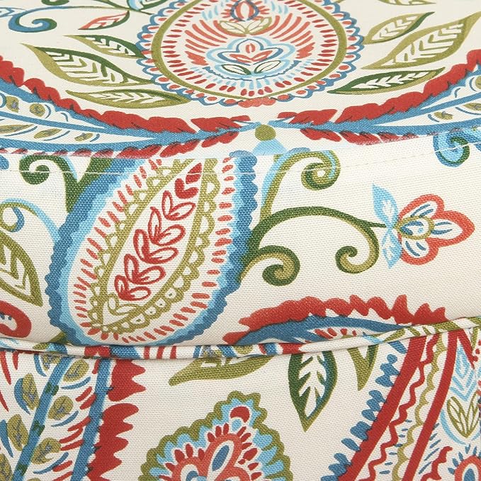 HomePop Home Decor | Upholstered Round Storage Ottoman | Ottoman with Storage for Living Room & Bedroom, Bold Paisley