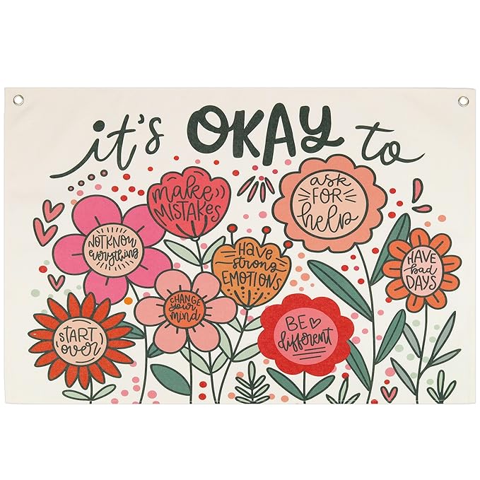 Mental Health Growth Mindset,Calming Corner,School Counselor Teacher Psychological Gift Therapist Therapy Office Wall Decor-Rectangular Banner Flag Wall Sign Gift It's Okay to Not Know Everything