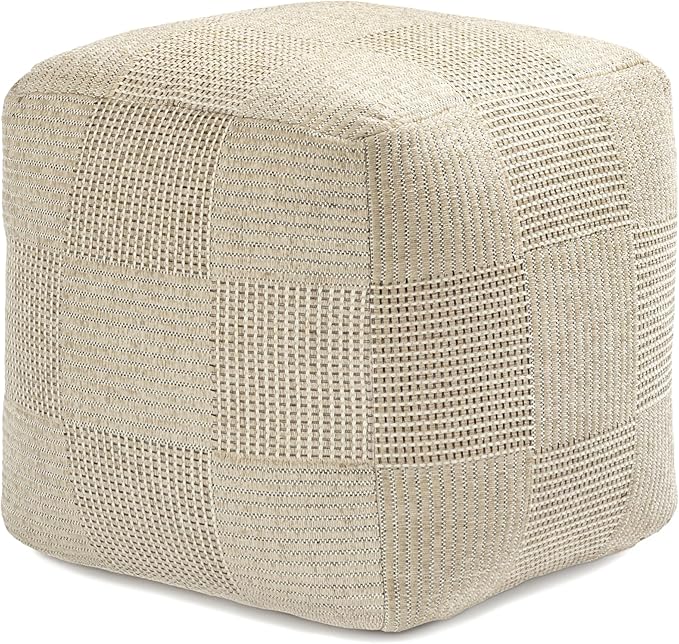 Anji Mountain 100% Handmade & Handcrafted Comfortable Home Décor Pouf Ottoman Footrest for Living Room, Bedroom, Nursery, Kidsroom, Patio Furniture - (20" x 20" x 20" - Natural)
