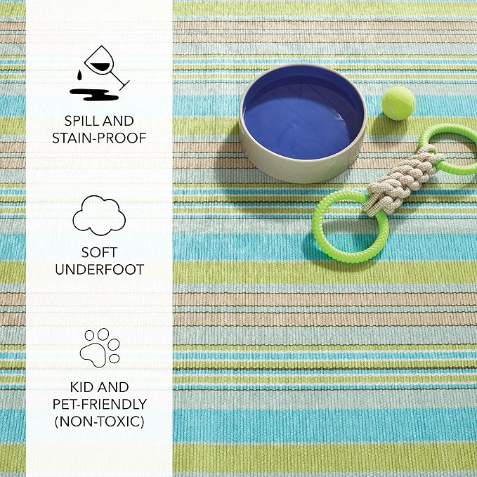 Dash & Albert Aquinnah Ticking Machine Washable Rug, 6 X 9 Feet, Multi Stripe Pattern