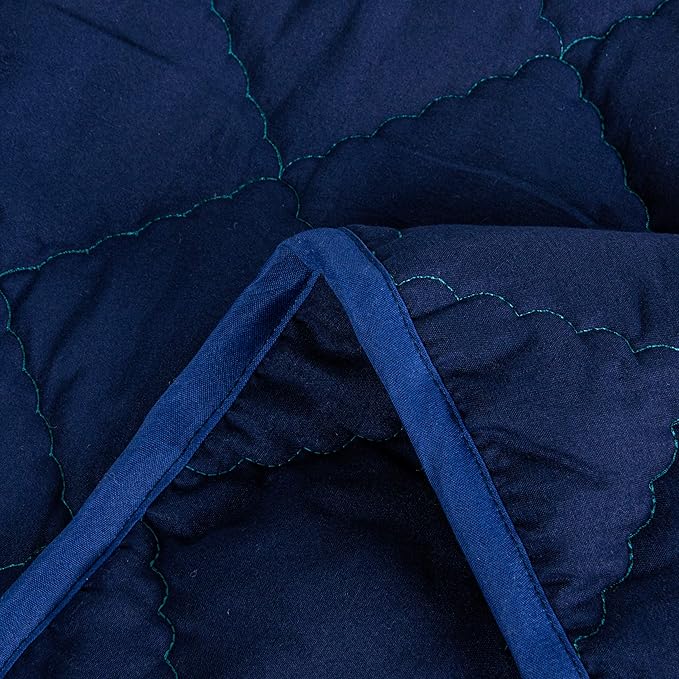 BEDSUM 100% Brushed Microfiber Down Alternative Toddler Comforter, Ultra Soft Lightweight and Warm Breathable Crib Quilted Blanket for Nursery Stroller Bed, 39x47 Inches, Navy Blue