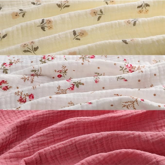 Onacosht Muslin Bassinet Sheets 3 Pack, 100% Cotton Baby Sheet 35" X 20" Compatiable with AMKE 3 in 1 Bassinets, MiClassic, Uiuwoo, Foalom, YADAQE, Milliard and TCBunny Bassinet, Pink and Floral