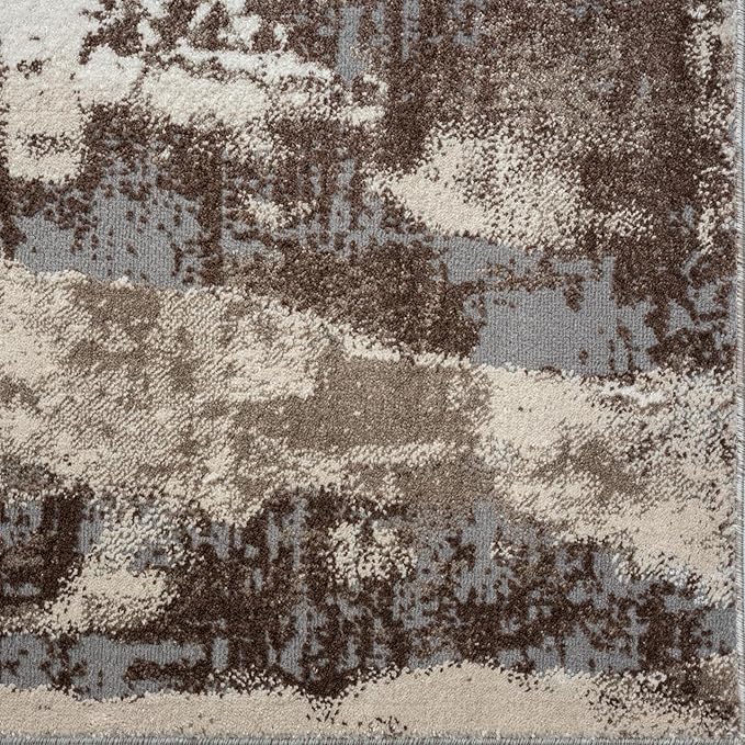 LUXE WEAVERS Euston Collection 7681 Brown 9x12 Modern Abstract Area Rug