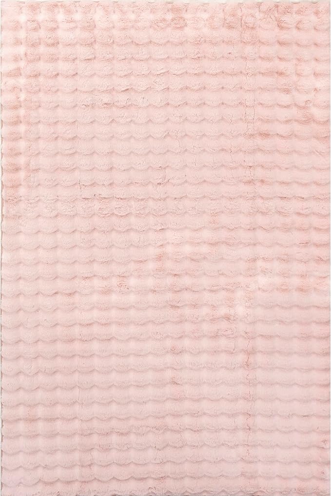 nuLOOM 3'9' x 6' Cozy Plush Area Rug, Machine Washable, Non-Slip, Soft Fluffy Shag Carpet for Living Room Bedroom Kids Room Nursery Home Decor, Jeni Blush