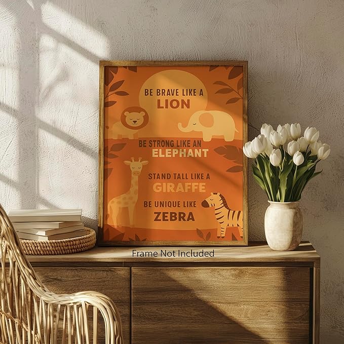 ZUKIY Safari Animal Affirmation Print - Jungle Nursery Wall Decor - Safari Nursery Decor for Boys and Girls - Animal Wall Art - Baby Pictures for - Woodland Poster