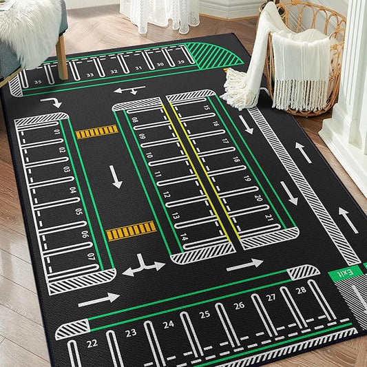 Play Rug 59"x39",Traffic System Playmat, Rugs for Car Model, Carpet for Car Decoration,City Pretend Play Carpet,Educational Road Traffic Play Mat for Bedroom Play Room Non-Slip Washable