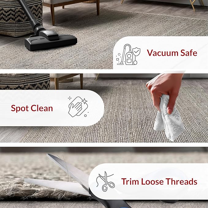 nuLOOM 4x6 Rigo Jute Hand Woven Area Rug, Grey, Solid Farmhouse Design, Natural Fiber, For Bedroom, Living Room, Dining Room, Hallway, Office, Kitchen, Entryway