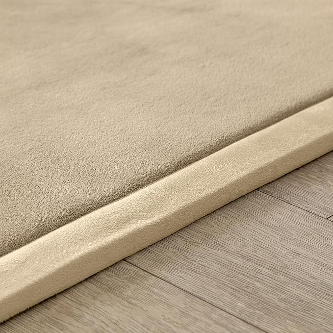 Loartee Coral Velvet Crawling Rug (6'8"x9'8", Brown) for Toddler Children Play Area Rugs Yoga Mat Exercise Pads Carpet