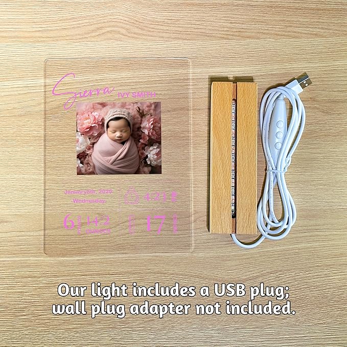 Personalized Baby Gift, Newborn Baptism Shower Gifts for Kids, Custom Picture Frame Acrylic Plaque, Baby Milestone Gifts Photo Frame, Children's Room Nursery Decor