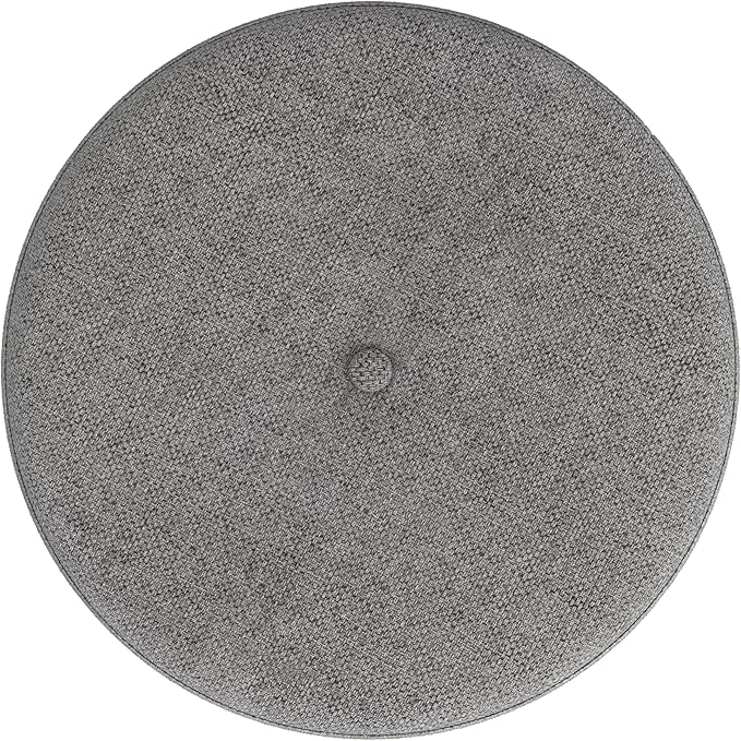 HomePop Home Decor | Upholstered Round Storage Ottoman with Nailheads| Ottoman with Storage for Living Room & Bedroom, Grey Woven
