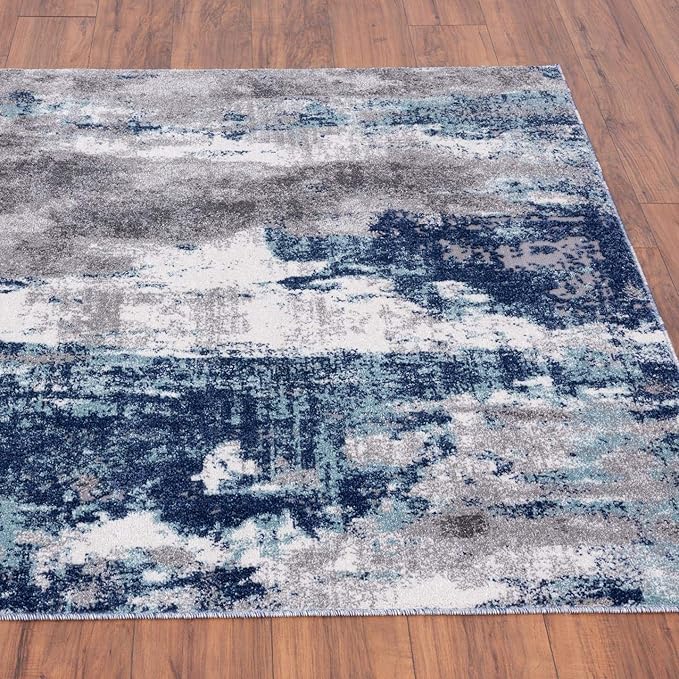 LUXE WEAVERS Euston Collection D.Blue-L.Blue 6x9 Modern Abstract Area Rug