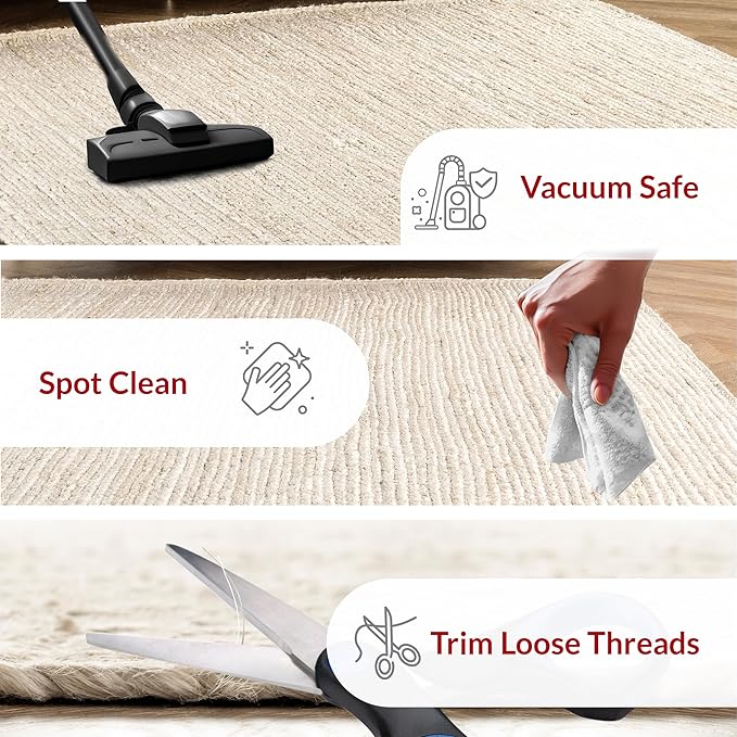 nuLOOM 12x18 Rigo Jute Hand Woven Area Rug, Off White, Solid Farmhouse Design, Natural Fiber, For Bedroom, Living Room, Dining Room, Hallway, Office, Kitchen, Entryway