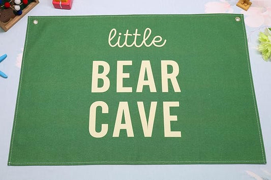 Nursery Rectangular Banner Flag Sign Wall Decor Gift for Baby Boy Girl Kids,Nursery Above Crib Bedroom Playroom Front Door-little Bear Cave-Baby Present Shower,Birthday Christmas Gift