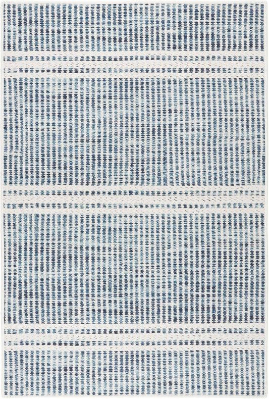Dash and Albert Malta Blue Machine Washable Area Rug - 2.5' x 8' Runner Blue Stripe Washable Accent Rug - Durable, High Traffic Areas Kitchen, Mudroom, Hallways