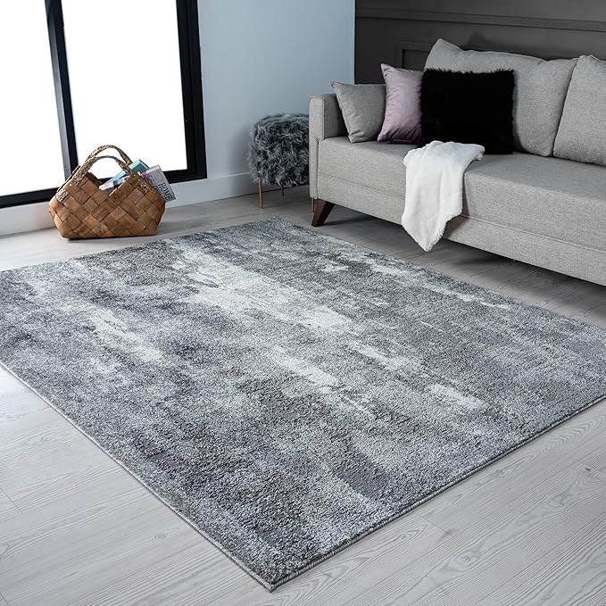 LUXE WEAVERS Euston Collection 7681 Dark Grey 6x9 Modern Abstract Area Rug