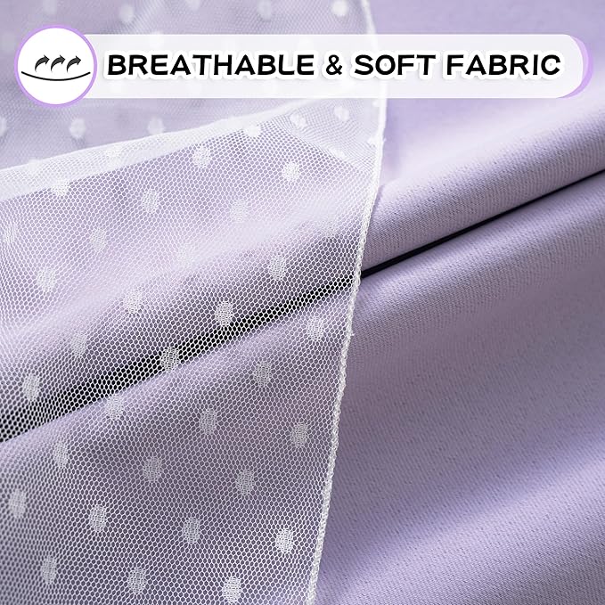 MYSKY HOME Cute Lilac Curtains for Girls Bedroom & Nursery Kids Purple Lavender Blackout Curtains Double Layer with Polka Dots Sheer, Grommet Tops, 52x84 Inch, 2 Panels