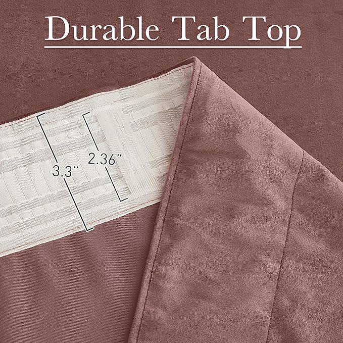StangH Wild Rose Mauve Velvet Curtains 94 inches Long Back Tab Soft Thermal Insulated Privacy Nursery Bedroom Window Drapes Home Decor for Living Room Office, W52 x L94, 2 Panels