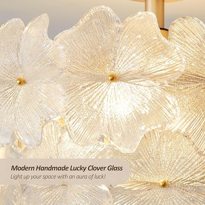 Fandelier Ceiling Fan with Light 20” Gold Flower Chandelier Ceiling Fan with Lihgts Remote Control Modern Crystal for Girl's Bedroom,Nursery,Living Room