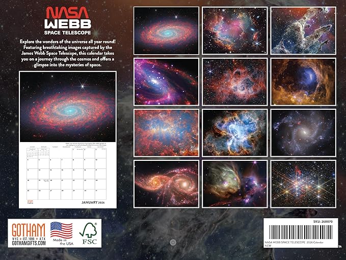 Space Calendar 2026 NASA James Webb Telescope Astronomy Monthly Wall Calender 12 Month | American Made In The USA