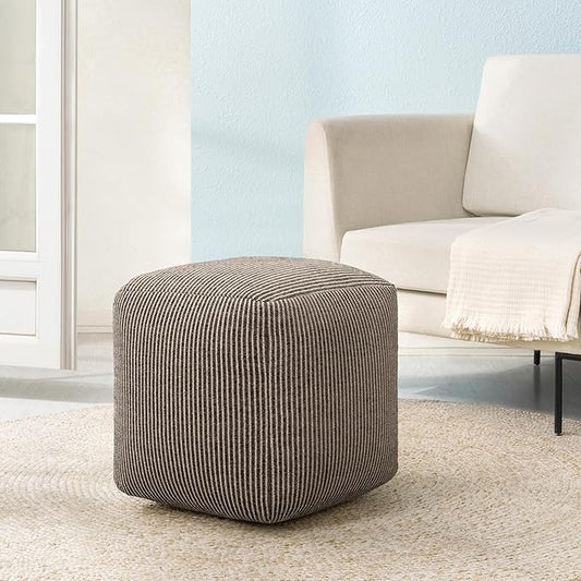 Anji Mountain 100% Handmade & Handcrafted Comfortable Home Décor Pouf Ottoman Footrest for Living Room, Bedroom, Nursery, Kidsroom, Patio Furniture - (20" x 20" x 20" - Mocha Bisque)