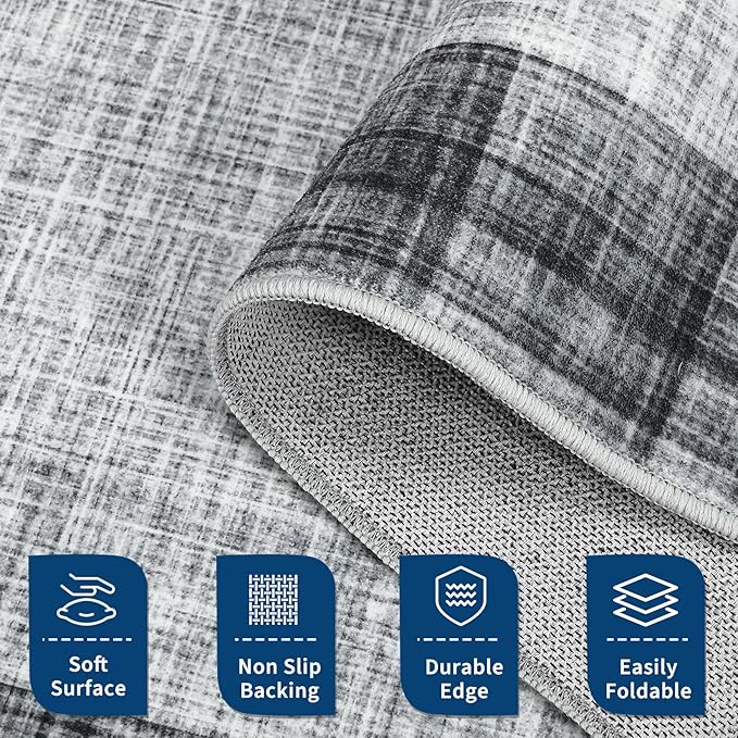 COZYLOOM Large Area Rug 9x12 Pet Friendly Carpet Machine Washable Carpet Abstract Rug for Living Room, Bedroom, Home Office, Family Room, Nursery（Grey）