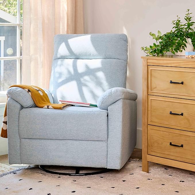 DaVinci Suzy Glider Recliner Nursery Chair - Versatile Glider Rocking Chair for Nursery and Living Room - GREENGUARD Gold, FSC & Certi-PUR US Certified - 360° Swivel Rocker Recliner - Heathered Blue