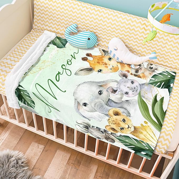 J&SBGFT Custom Baby Blanket with Name, Personalized Receiving Blanket for Toddlers, 30"x40", Color13