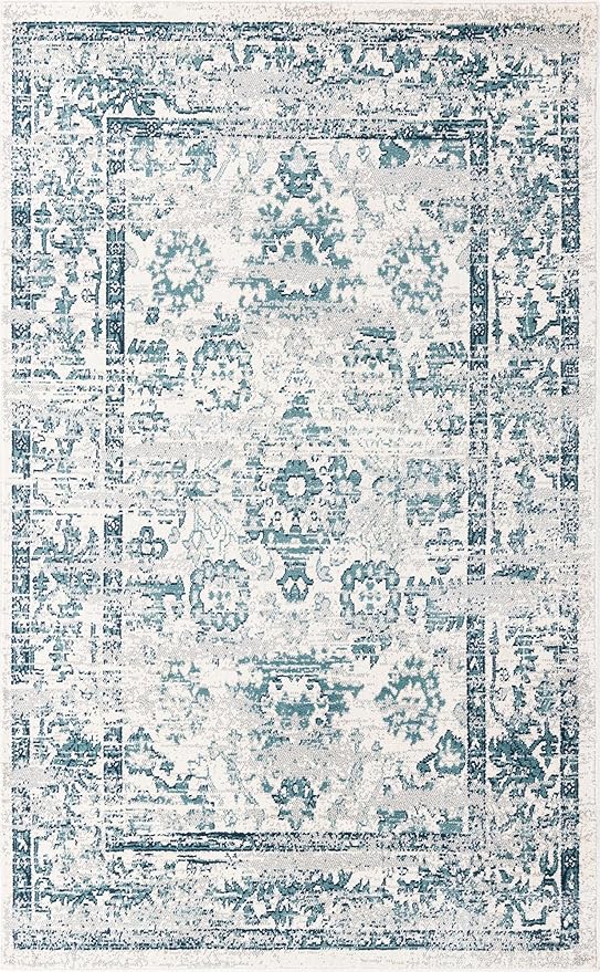 Rugs.com Charleston Collection Rug – 5' x 8' Ivory Low-Pile Rug Perfect for Living Rooms, Large Dining Rooms, Open Floorplans