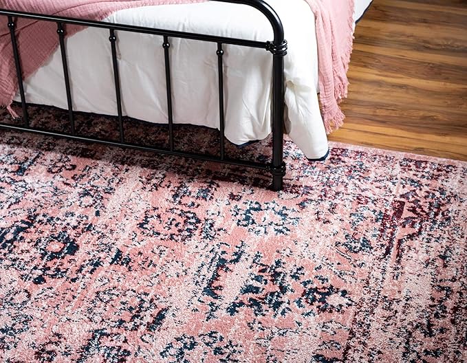 Rugs.com Charleston Collection Rug – 5' x 8' Pink Low-Pile Rug Perfect for Living Rooms, Large Dining Rooms, Open Floorplans