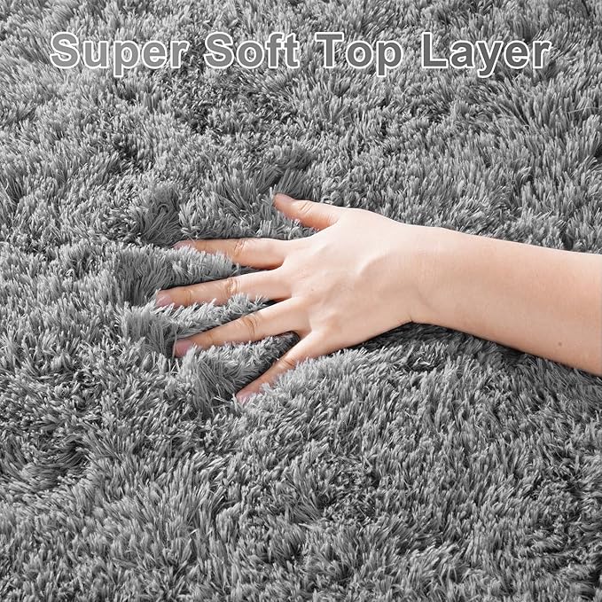 6x9 Large Plush Area Rugs for Living Room, Shag Fuzzy Rug for Bedroom, Ultra Soft Fluffy Furry Carpets for Kids Room, Indoor Carpet Nursery Rugs for Kids Room Home Decor, Light Grey