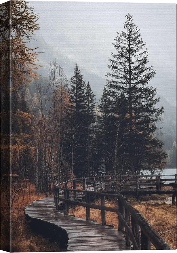 SIGNWIN Canvas Wall Art Autumn Dramatic Forest Landscape Living Room Orange Photography Rustic - 12x18 inches