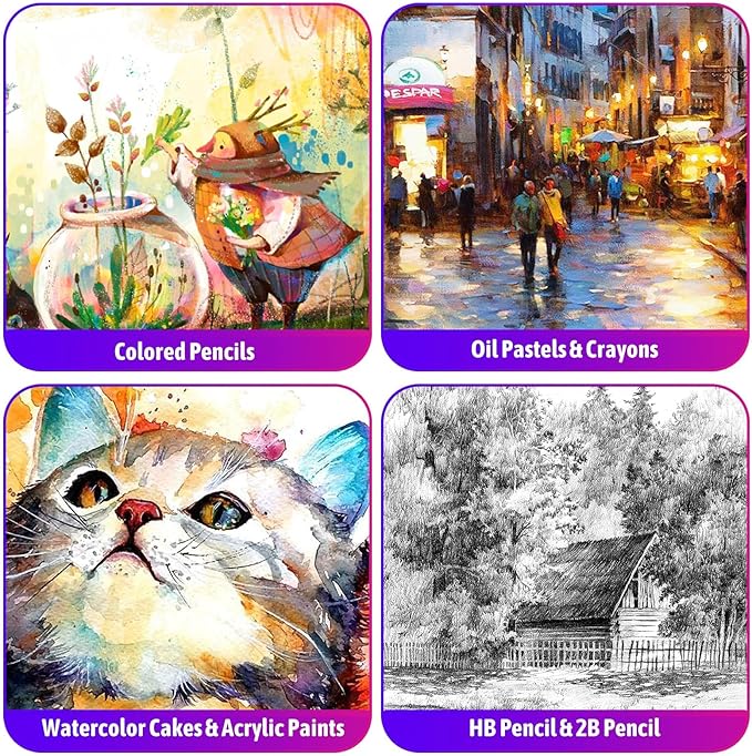iBayam Art Supplies, 195 Pack Art Set Drawing Kit for Kids Teens Girls Boys Adult, Arts and Crafts Painting Kit, Art Kits Paint Set with Acrylic Pad, Sketchbooks, Watercolor Pad, Canvases, Gift Box