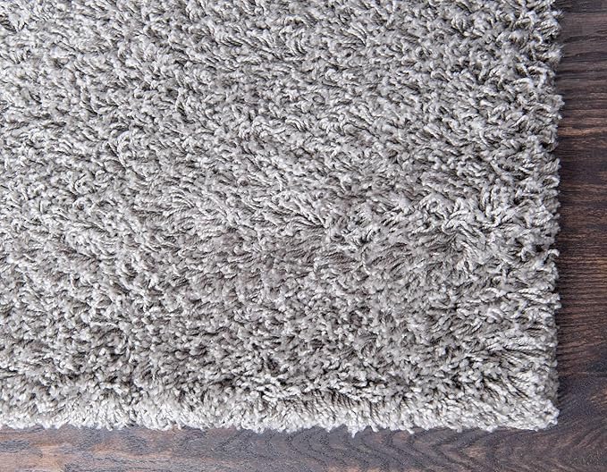 Unique Loom Solid Shag Collection Area Rug (2' 6" x 13' 1" Runner, Cloud Gray)