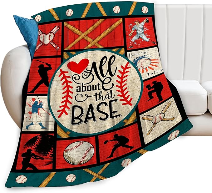 Baseball Fleece Throw Blanket Fuzzy Plush Super Soft Cozy Warm Blanket Baseball Sports Stuff Bedding Blankets Gifts for Boys Girls Kids Adult Men Women 60"X80"
