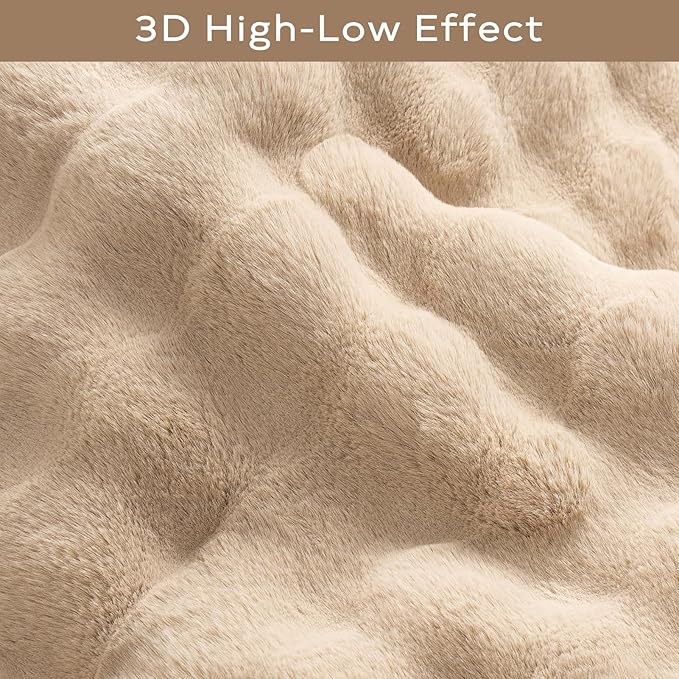 Ashler Faux Rabbit Fur Rug, Beige 2x6 FT Fluffy Soft Runner, Rectangle Fuzzy Carpet for Living Room, Bedroom, Machine Washable Shaggy Nursery Rug