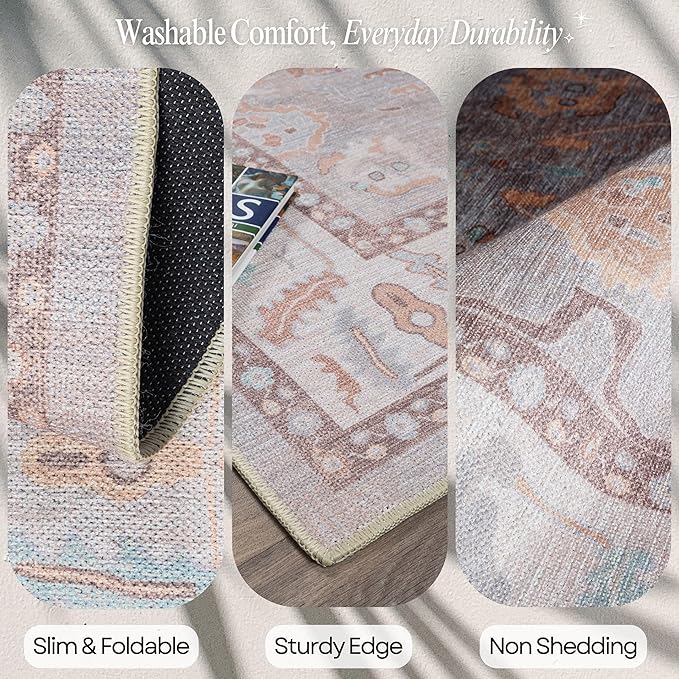 Fame Rugs Brown Modern Oushak Rug 10x13, Vintage Turkish Colorful Oriental Washable Antique Inspired Oversize Area Rugs, Luxury Living Room Bedroom (382MB, 10' x 13')