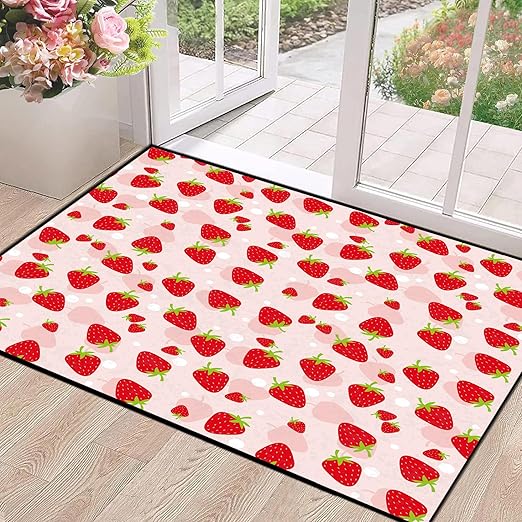 Strawberry Rug Kwaii Pink Area Rugs for Bedroom Dorm Living Room Cute Throw Rug Floor Mat Pad Doormat Carpet, 6' x 9'(180 x 275cm)