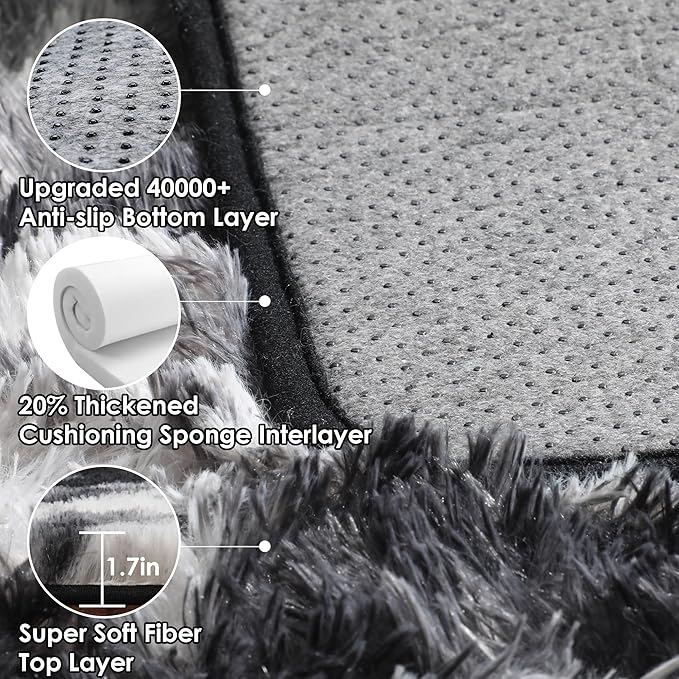 ONASAR Black and White Area Rugs for Living Room Bedroom, 5x8 Fluffy Rug, Washable Soft Plush Shag Floor Carpet for Nursery Kids Girls Boys Teen Baby Dorm Bedside Playroom Indoor Home Decor Aesthetic
