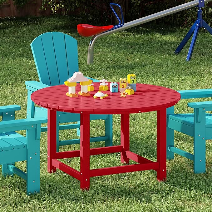 Costaelm Kids Dinner Table, Toddler Play Desk Student Desk Outdoor Childrens Picnic Tables for Children Arts & Crafts, Snack Time, Multi-Activity Table for Ages 2-8 in Home/Outside, Red