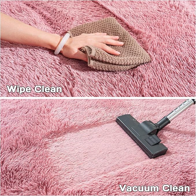 Round Fluffy Rug 8FT Blush - Super Soft Circle for Kids Room - Shaggy Circular for Nursery - Fuzzy Plush for Teens - Furry Carpet for Boys Girls Room