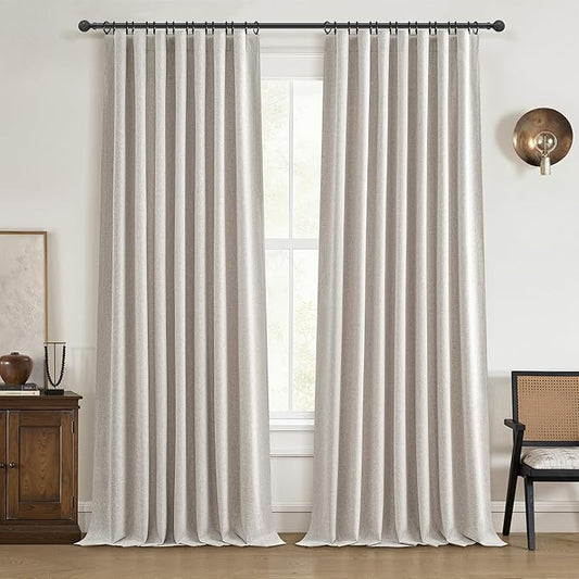 108 Inch Curtains 2 Panel Set Burg Modern Decorative Dark Out Curtains for Bedroom Heat and Cold Blocking Window Coverings 9ft High Ceiling Drapes for Living Room with Hooks