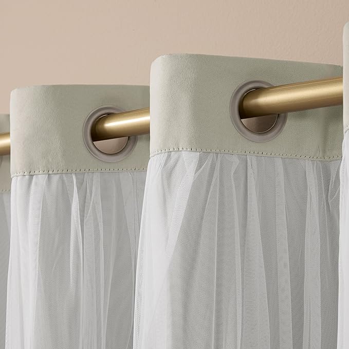 TOWN & COUNTRY LUXE Talia Double Layer Indoor Curtains, Sheer and Room Darkening Blackout, Grommet Top, Energy Efficient, 2-Pack Set, 52"x96", Cloud Grey