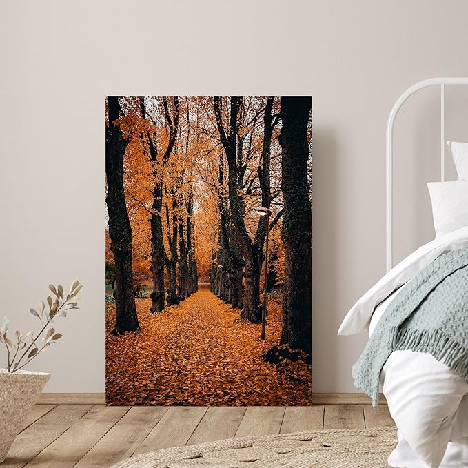 SIGNWIN Canvas Wall Art Autumn Dramatic Forest Landscape Living Room Orange Photography Rustic - 32x48 inches