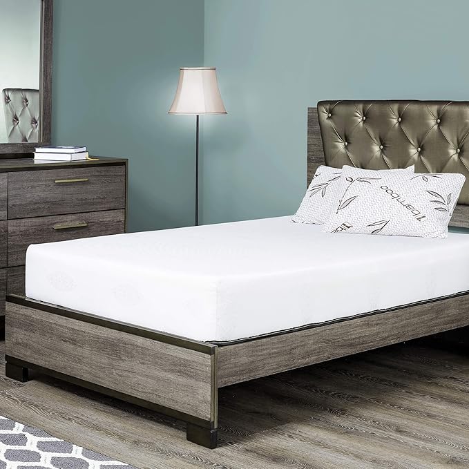 Fortnight Bedding 8 inch King Size Gel-Infused Memory Foam Mattress with White Stretch Knit Fabric - CertiPUR-US Foam – 10 Year Warranty - Made in USA